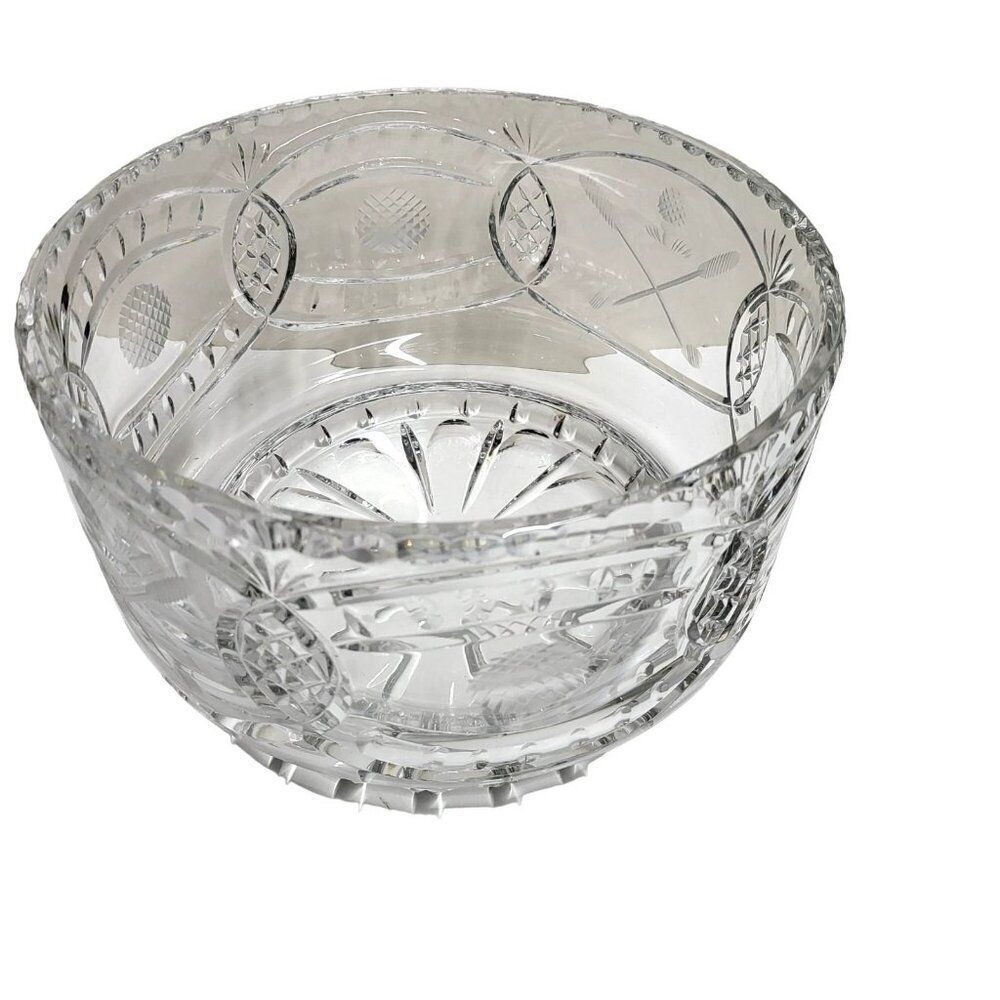 Golf Themed Bowl Par Excellence Hand Cut Glass 24% Lead Crystal 9”